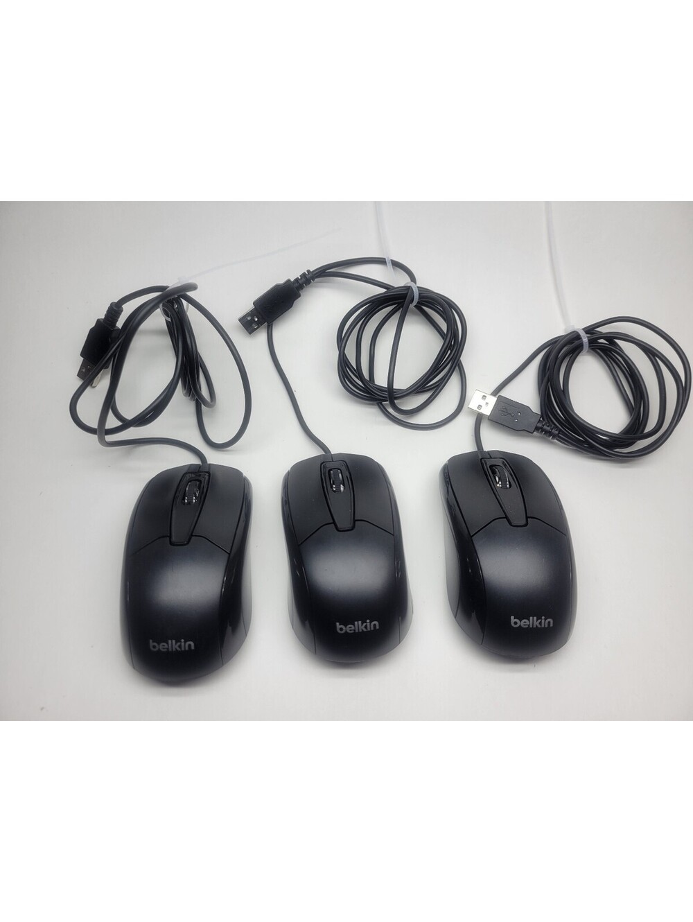 Set of 3 Belkin 3 Button Scroll Wheel Optical Mouse F5M010QBLK